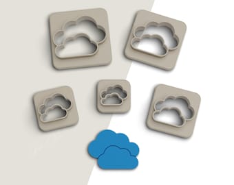 Cloud Clay Cutter, Sky Polymer Clay Cutters, Earring Cutter, 2 Cutter Version, Sharp Edge, 5 Sizes Included,  Digital STL File, No: 407