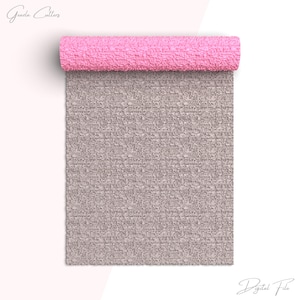 May include: A rolled-up pink yoga mat sits on a grey textured mat. The yoga mat is unrolled, showing a textured surface. The image is set against a white background. The words "Digital File" are in the bottom right corner.