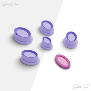 Embossed Oval Clay Cutter, Oval Shape Polymer Clay Earring Cutter, 2 Cutter Version, 5 Sizes Included, Digital STL File, No: 924