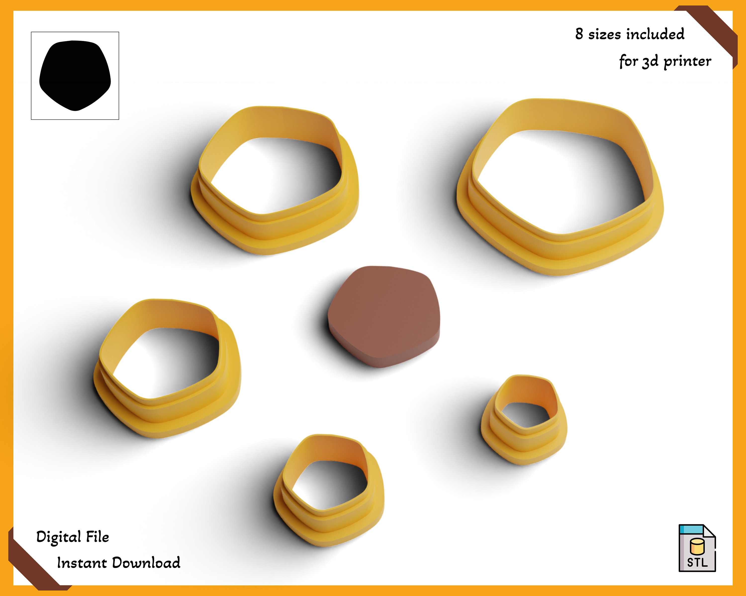 Rounded Pentagon Cookie Cutter STL File Curved Pentagon Etsy