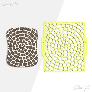 Stencil rotondo a mosaico per argilla polimerica, stencil geometrico testurizzato, strumento per la creazione di orecchini in argilla, foglio stencil, file digitale STL, n. 1609