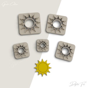Sun Clay Cutter, Space Polymer Clay Cutters, Earring Cutters, 2 Cutter Version, Sharp Edge, 5 Sizes Included,  Digital STL File, No: 426