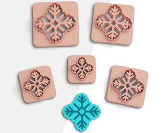 Snowflake Clay Cutter, Christmas Polymer Clay Cutter, Earring Cutters, 2 Cutter Version, 5 Sizes Included, Digital STL File, No: 561