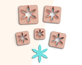 Snowflake Clay Cutter, Christmas Polymer Clay Cutters, Earring Cutters, 2 Cutter Version, 5 Sizes Included, Digital STL File, No: 531