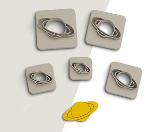 Saturn Clay Cutter, Space Polymer Clay Cutters, Earring Cutters, 2 Cutter Version, Sharp Edge, 5 Sizes Included,  Digital STL File, No: 422
