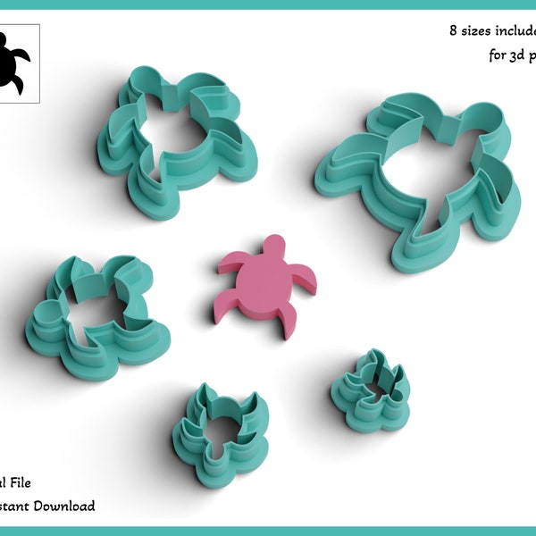 Sea Turtle Cookie Cutter Stl File, Caretta Caretta Clay Cutter Stl, Tortoise Shape Cutter Stl File, Clay Earring Cutter, Mikro Clay Cutter