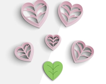 Leaf Clay Cutter, Leaf Polymer Clay Cutters, 2 Cutter Version, 5 Sizes Included, Digital STL File, No: 1114