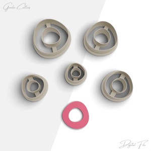 Organic Shape Clay Cutter, Organic Donut Polymer Clay Earring Cutter, 2 Cutter Version, 5 Sizes Included, Digital STL File, No: 849