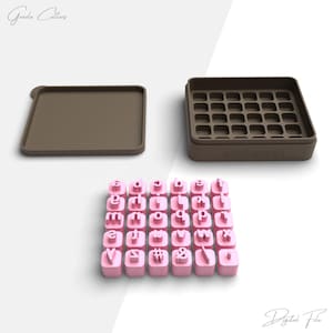 Lowercase Alphabet Stamp Set, Polymer Clay Stamps, Polymer Clay Letter Stamps, Printable File, Digital STL File, No: 1589