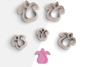 Tulpenblumen Ausstecher, Florale Polymer Clay Cutters, 2 Version, 5 Größen enthalten, Digitale STL-Datei, No: 1023