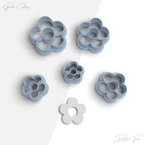 Peut inclure: Plusieurs emporte-pièces en forme de fleurs bleu clair de différentes tailles, ainsi qu'un emporte-pièce blanc. L'image contient le texte "Grada Cutters" et "Digital File".