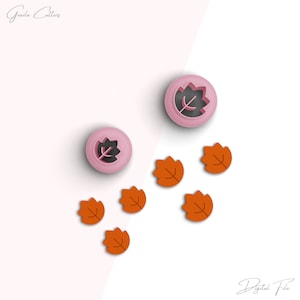 Könnte beinhalten: Zwei rosa blättchenförmige Ausstecher und sechs orange blättchenförmige Kekse. Der Text "Grazia Cutters" befindet sich in der oberen linken Ecke des Bildes. Der Text "Digitale Datei" befindet sich in der unteren rechten Ecke des Bildes.