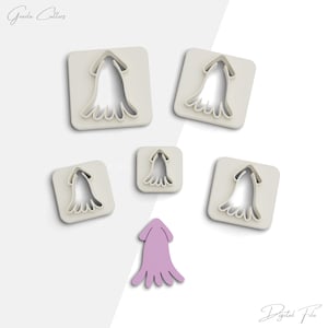 May include: Five white plastic cookie cutters shaped like a bell flower, with one purple bell flower cookie cutter.  The cookie cutters are arranged on a white background.  The text "Digital File" is at the bottom of the image.