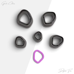 Tunn utstickare i organisk lera, smal utstickare i polymerlera till örhängen, version med 2 utstickare, 5 storlekar ingår, digital STL-fil, nr: 895