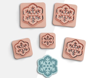 Embossing Snowflake Clay Cutter, Polymer Clay Cutter, Earring Cutters, 2 Cutter Version, 5 Sizes Included, Digital STL File, No: 556