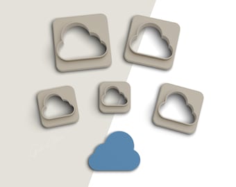Cloud Clay Cutter, Sky Polymer Clay Cutters, Earring Cutter, 2 Cutter Version, Sharp Edge, 5 Sizes Included,  Digital STL File, No: 408