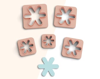 Snowflake Clay Cutter, Christmas Polymer Clay Cutters, Earring Cutters, 2 Cutter Version, 5 Sizes Included, Digital STL File, No: 530