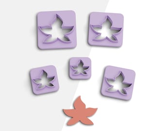 Fall Leaf Clay Cutter, Autumn Polymer Clay Cutter, Earring Cutters, 2 Cutter Version, 5 Sizes Included, Digital STL File, No: 597