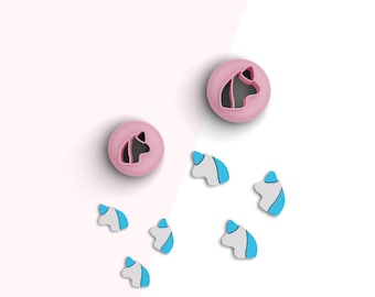 Lucky Unicorn Charm Stud Clay Cutter, St. Patrick's Day Polymer Clay Cutter, Mini Clay Cutters, 2 Sizes Included, Digital STL File, No: 1363