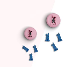 Easter Bunny Stud Clay Cutter, Easter Polymer Clay Cutter, Mini Earring Cutters, 2 Sizes Included, Digital STL File, No: 268
