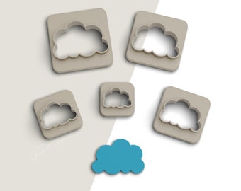 Cloud Clay Cutter, Sky Polymer Clay Cutters, Earring Cutter, 2 Cutter Version, Sharp Edge, 5 Sizes Included,  Digital STL File, No: 409