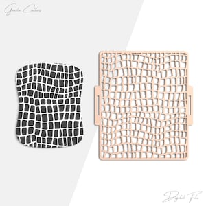 May include: Two digital files: a black and white alligator skin pattern and a peach-colored alligator skin pattern with handles. The text "Grada Cutters" and "Digital File" are in the image.