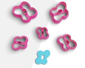 Organic Flower Clay Cutter, Organic Flower Polymer Clay Earrings Cutter, 2 Cutter Version, 5 Sizes Included, Digital STL File, No: 863