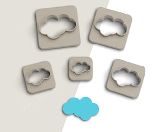 Cloud Clay Cutter, Sky Polymer Clay Cutters, Earring Cutter, 2 Cutter Version, Sharp Edge, 5 Sizes Included,  Digital STL File, No: 406