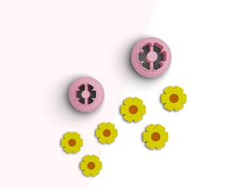Taglierina per argilla polimerica con perno di fiori, taglierine per argilla polimerica floreale, taglierina per mini orecchini a fiore, 2 dimensioni incluse, file STL digitale, n.: 311