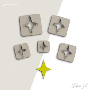 May include: Set of five cookie cutters in the shape of a star. The cutters are different sizes and are made of a light brown plastic. The cutters are arranged on a white background. The word "Digital File" is written in black at the bottom of the image.
