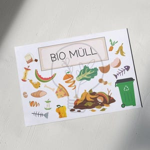 Mülltrennung Kita | Mülleimer Schilder & Sortierspiel | Recycling Lernmaterial | Umweltbildung Kinder | Sofort-Download
