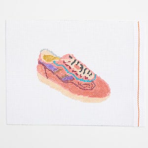 Hand-painted needlepoint canvas, featuring an Aloha shoe
