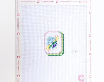 Mini Flower Mahjong Tile Canvas, Patch or Bag Charm