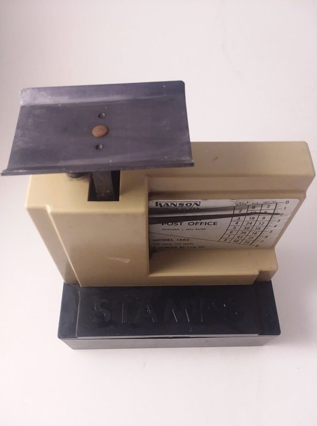 Vintage HANSON Desk Post Office Scale With Stamp Dispenser Etsy