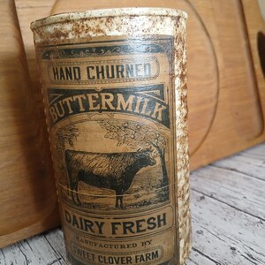 Tin Can Upcycle, Buttermilk Diary Fresh, DIY, Repurpose, Primitive Decor