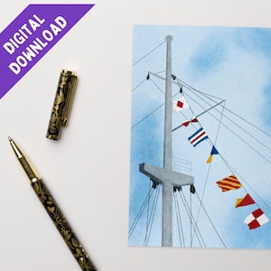 Va te faire foutre carte de voeux IMPRIMABLE de drapeau de l'alphabet | Alphabet maritime | Téléchargement numérique de gauchiste politique subtile | Scorpion Panda