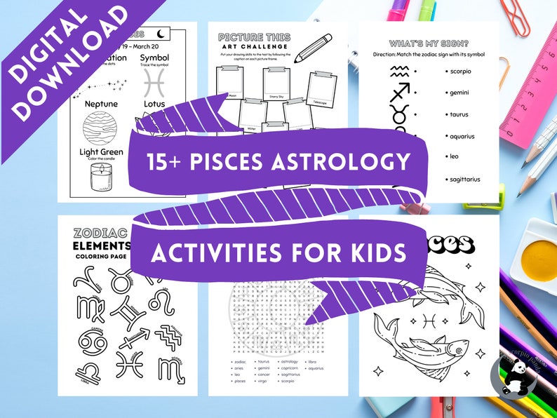 Pisces Pdf Printable Astrology Activity Bundle for Kids - Pisces Edition ...