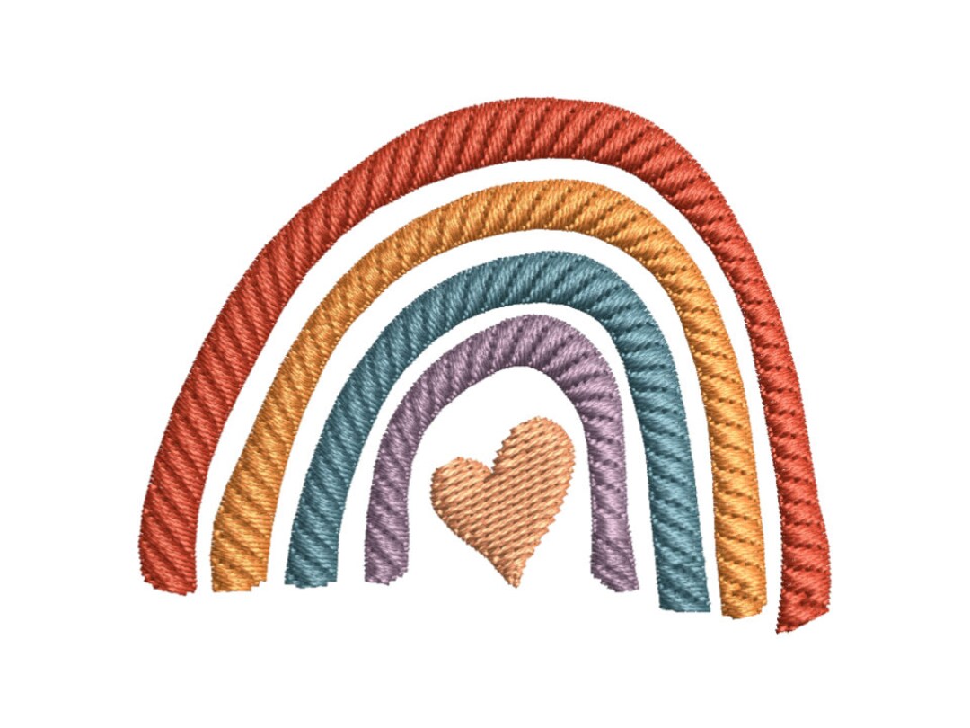 Rainbow Heart Machine Embroidery Design, Tatami Stitch (PES Pattern) - Etsy