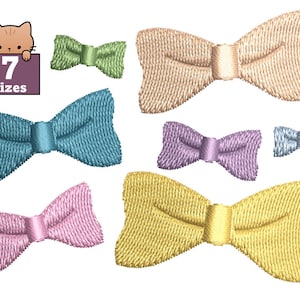 Bow Ribbon embroidery pattern, machine embroidery design, embroidery file, instant download pattern 7 sizes