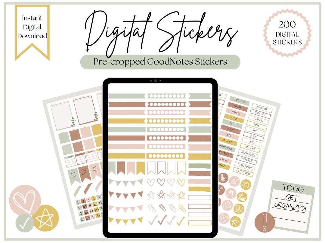 Daily Goodnotes Pre Cropped Stickers | Digital Planner Stickers ...