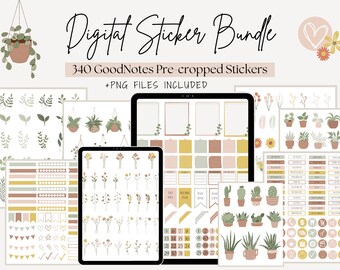 Pacchetto di adesivi digitali / Adesivi Goodnotes preritagliati, Adesivi per pianificatore digitale, Neutri, Fogli adesivi, PNG, Clipart e preritagliati