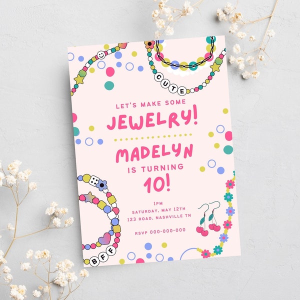 Jewelry Making Party Invitation | Jewelry Birthday Invite | Craft Birthday Invite | Invitation Template