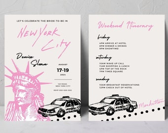 NYC Bachelorette Itinerary Invitation Template (Digital)