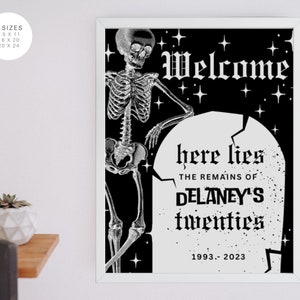 RIP 20s Birthday Sign | Death to my Twenties Sign | Funeral Birthday Welcome Sign | Printable Template