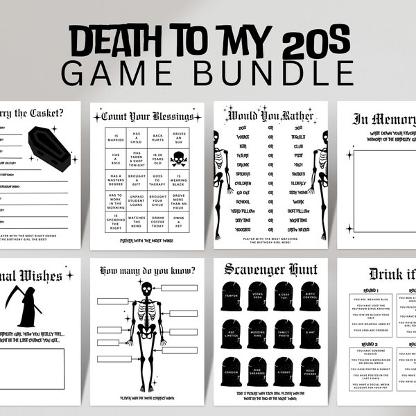 RIP Twenties Birthday Invitation Bundle | Death to my 20s | Game Bundle | Template