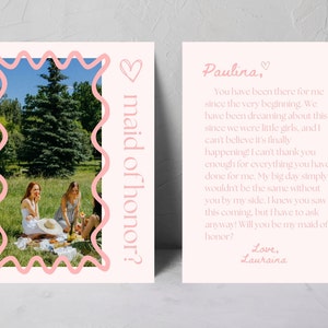 Wavy Scallop Bridesmaid Proposal Card | Squiggle Bridesmaid Card | Wavy Bridesmaid Invite | Canva Template
