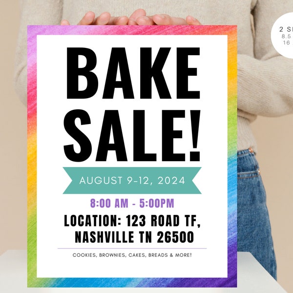 Bake Sale Flyer | Bake Sale Printable | Bake Sale Poster | Template