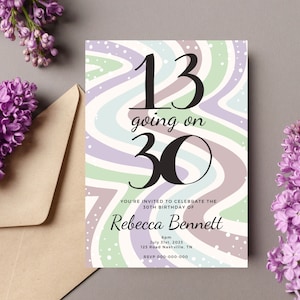 13 Going On 30 Birthday Invite | 30th Birthday Invitation | Canva Template