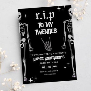 RIP Twenties Birthday Invite | Rest In Peace to my Twenties | Death 20s Invite | Canva Template