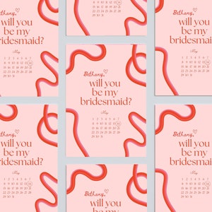 Squiggle Bridesmaid Proposal Card Will You Be My Bridesmaid Will You Be My Maid of Honor Retro Waves Invite Canva Template image 8